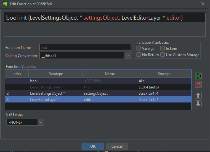 LevelSettingsLayer::init with the correct parameter types on Windows