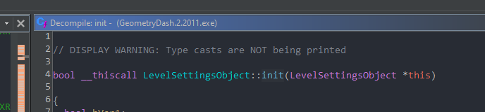 LevelSettingsObject::init renamed correctly, which causes Ghidra to register the LevelSettingsObject type