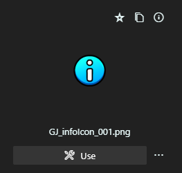 The info sprite found through the Geode VS Code extension, showing that its name is GJ_infoIcon_001.png